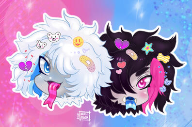 Dina & Moo Digital Headshot Illustration