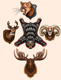 Trophy Hunting Color Tattoo Flash