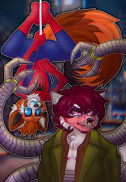 Cayman Spiderman vs. Paprika Doc Ock Cosplay Scene Digital Full-Render Illustration