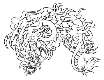 Japanese Dragon Tattoo Linework