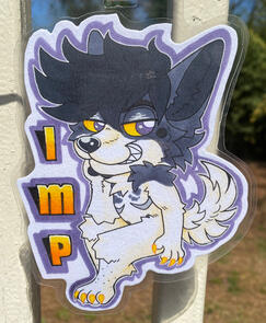 Imp Traditional Chibi Mixed Media Badge Commission