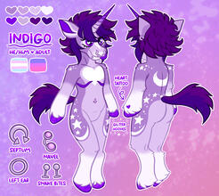 Indigo Unicorn Two-Sided Reference Sheet
